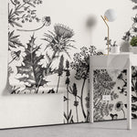 Tapet Personalizat Floral cu flori de camp desenate - MINIMALIST BLACK FLORAL
