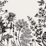 Tapet Personalizat Floral cu flori de camp desenate - MINIMALIST BLACK FLORAL