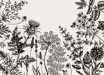 Tapet Personalizat Floral cu flori de camp desenate - MINIMALIST BLACK FLORAL