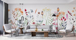 Tapet Personalizat Floral cu flori fragile colorate in stil watercolor - SOFT WATERCOLOR PLANTS