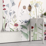 Tapet Personalizat Floral cu flori fragile colorate in stil watercolor - SOFT WATERCOLOR PLANTS