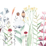 Tapet Personalizat Floral cu flori fragile colorate in stil watercolor - SOFT WATERCOLOR PLANTS