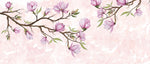 Tapet Personalizat Floral cu ramuri de magnolie mov si fundal roz texturat - MAGNOLIA BRANCH II