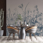 Tapet Personalizat Floral cu flori de camp in nuante albastrui - BLUE TINTED WILDFLOWERS