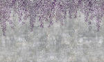 Tapet Personalizat Floral cu flori curgatoare mov pe un perete de ciment gri - CONCRETE LILA FLOWERS