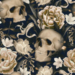 Tapet Personalizat Floral cu cranii si flori intr-un stil vintage - FLORAL SKULL