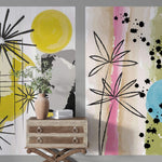 Tapet Personalizat Floral cu trei ilustratii florale in pictura abstracta - FUNKY FLOWERS