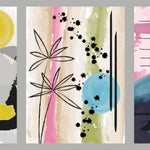 Tapet Personalizat Floral cu trei ilustratii florale in pictura abstracta - FUNKY FLOWERS