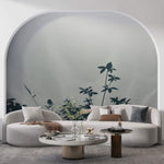Tapet Personalizat Floral cu umbre florale pe un fundal gri-albastrui - SHADOWED FLOWERS