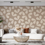 Tapet Personalizat Floral pattern floral in nuante de bej - BEIGE LEAF PATTERN