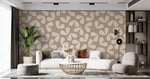 Tapet Personalizat Floral pattern floral in nuante de bej - BEIGE LEAF PATTERN