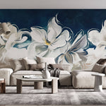 Tapet Personalizat Floral cu flori albe pe malul marii - SEASIDE HIBISCUS