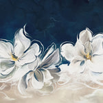 Tapet Personalizat Floral cu flori albe pe malul marii - SEASIDE HIBISCUS