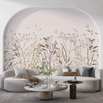 Tapet Personalizat Floral cu plante tomnatice in nuante de crem - FLORAL ILLUSTRATION