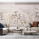 Tapet Personalizat Floral cu plante tomnatice in nuante de crem - FLORAL ILLUSTRATION