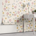 Tapet Personalizat Floral cu ilustratie cu flori marunte multicolore - TINY PASTEL FLOWERS