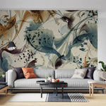 Tapet Personalizat Floral cu ilustratie abstracta florala - BLUE VEIL