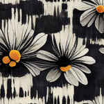 Tapet Personalizat Floral cu margarete albe in fundal negru pictat - BLACK DAISY