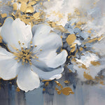 Tapet Personalizat Floral cu pictura florala in nuante de albastru cu accente aurii - PAINTED FLORAL MURAL