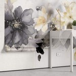 Tapet Personalizat Floral cu pictura watercolor in nuante de crem si negru - CREAMY BLACK WATERCOLOR