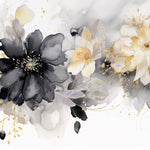 Tapet Personalizat Floral cu pictura watercolor in nuante de crem si negru - CREAMY BLACK WATERCOLOR
