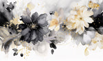 Tapet Personalizat Floral cu pictura watercolor in nuante de crem si negru - CREAMY BLACK WATERCOLOR