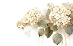Tapet Personalizat Floral cu hortensie alba cu insertii aurii - GOLDEN CREAM HYDRANGEA