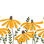 Tapet Personalizat Floral cu ilustratie florala cu floarea soarelui in stil retro - HIPPIE SUNFLOWER