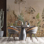 Tapet Personalizat Floral cu flori de camp salbatice intr-un fundal crem-maro - WILD SPRING II