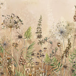Tapet Personalizat Floral cu flori de camp salbatice intr-un fundal crem-maro - WILD SPRING II