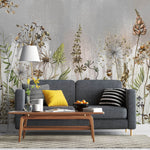 Tapet Personalizat Floral cu flori de camp salbatice intr-un fundal gri - WILD SPRING III