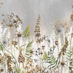 Tapet Personalizat Floral cu flori de camp salbatice intr-un fundal gri - WILD SPRING III