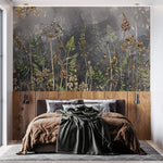 Tapet Personalizat Floral cu flori de camp salbatice intr-un fundal gri inchis - WILD SPRING IV