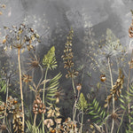Tapet Personalizat Floral cu flori de camp salbatice intr-un fundal gri inchis - WILD SPRING IV