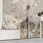 Tapet Personalizat Floral cu flori de camp salbatice intr-un fundal sters gri - WILD SPRING V