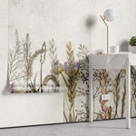 Tapet Personalizat Floral cu amestec de flori pe un fundal de perete de ciment texturat - COCRETE FLORAL LINE ART