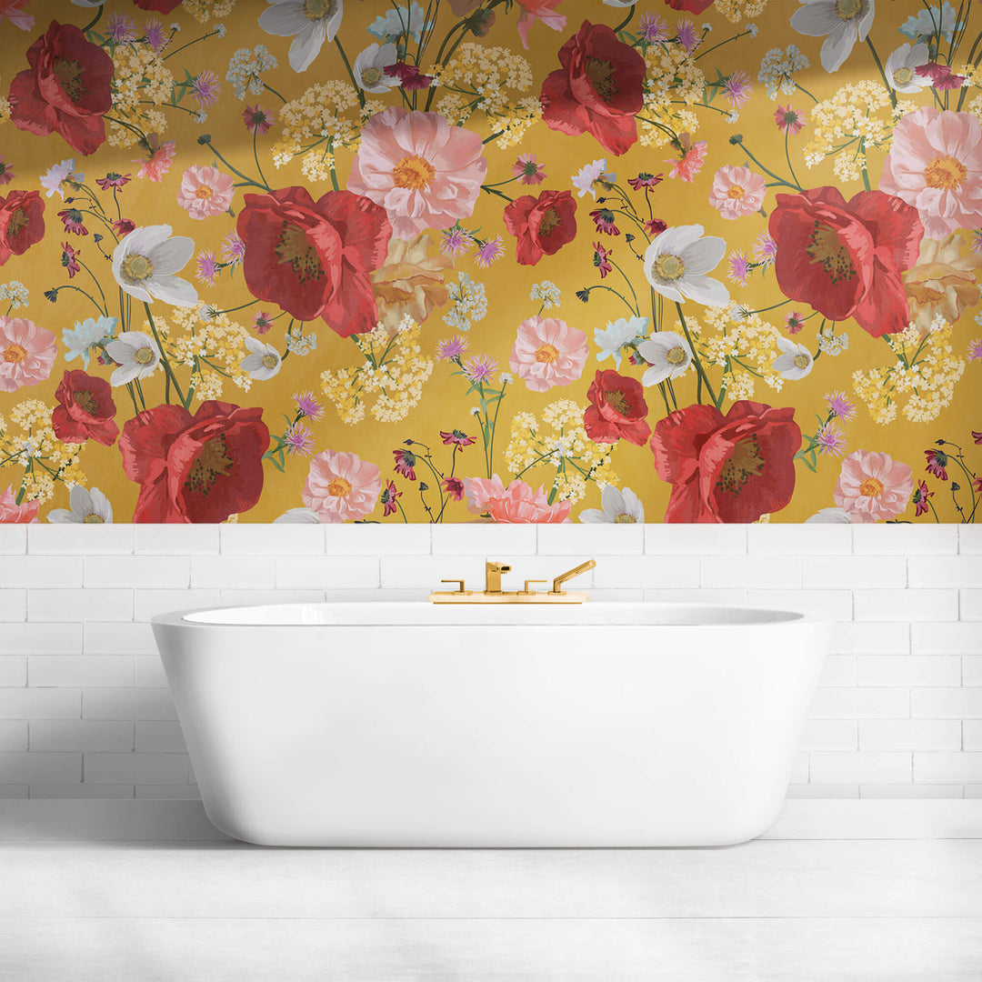 Tapet Personalizat Floral cu model floral in nuante foarte calde si vibrante - WARM SOUL