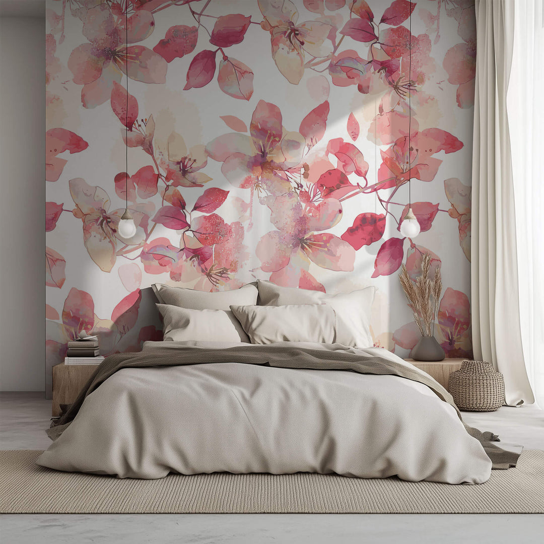 Tapet Personalizat Floral cu flori de cires japonez roz - KYOTO