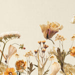 Tapet Personalizat Floral cu flori uscate pe un fundal crem texturat - SUNNY DRIED FLOWERS