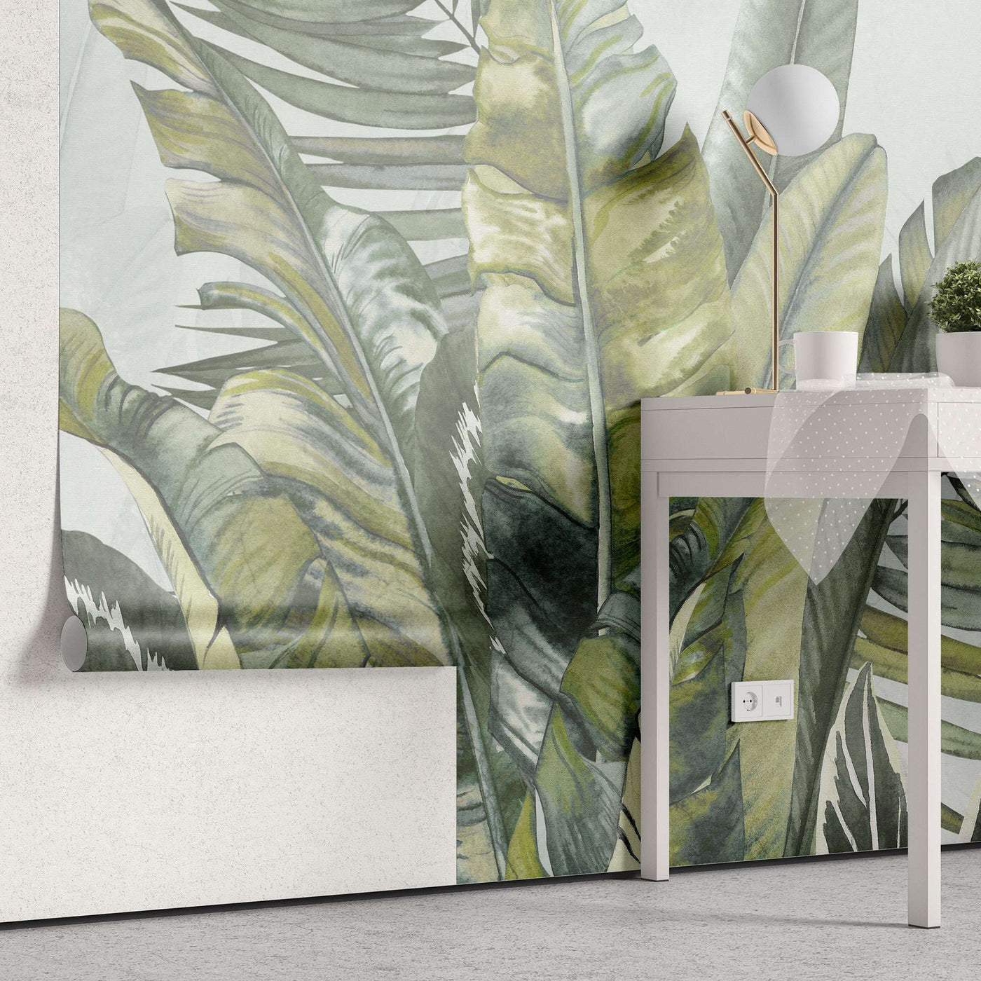 fototapet-personalizat-leaf-cu-frunze-tropicale-exotice-in-nuante-de-verde-pe-un-fundal-verde-menta-exotic-green-leaves