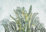 Tapet personalizat leaf cu frunze tropicale exotice in nuante de verde pe un fundal verde menta exotic green leaves