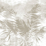 Tapet personalizat leaf cu frunze de palmier bej pe un fundal alb cu design minimalist palm noise