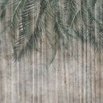 Tapet personalizat leaf cu frunze de palmier in nuante de verde pe un fundal inchis de perete texturat palm green