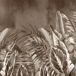 Tapet personalizat leaf cu frunze tropicale exotice in nuante inchise de maro sepia dark sepia leaves