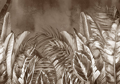 fototapet-personalizat-leaf-cu-frunze-tropicale-exotice-in-nuante-inchise-de-maro-sepia-dark-sepia-leaves