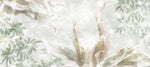 Tapet personalizat leaf cu frunze tropicale in nuante fade de verde pe un fundal deschis faded exotic