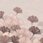 Tapet personalizat leaf cu frunze roz de ginkgo biloba si fundal texturat pink ginkgo