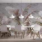Tapet personalizat leaf cu frunze verzi si maronii de palmier in cadru tropical cu fundal texturat texture palm