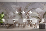 Tapet personalizat leaf cu frunze verzi si maronii de palmier in cadru tropical cu fundal texturat texture palm