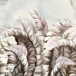 Tapet personalizat leaf cu frunze tropicale roz si albe cu fundal watercolor white tropical